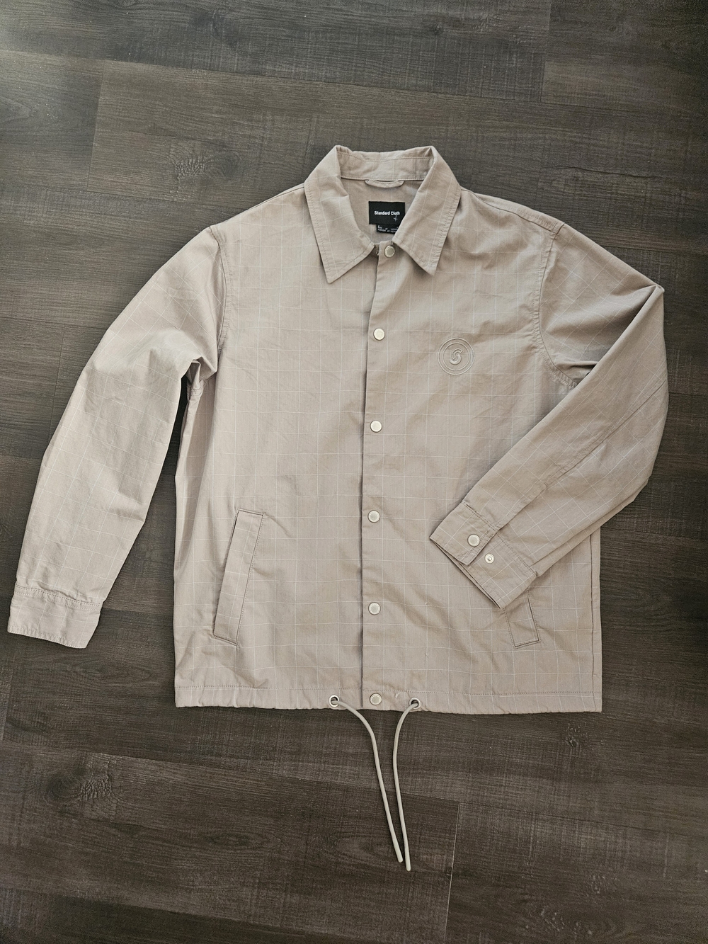 Standard Cloth Urban Outfitters Plaid Grid Coach Jacket Tan Beige Men's Small